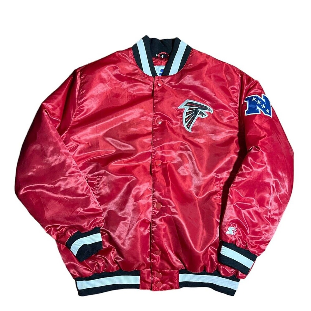 Atlanta Falcons Starter NFL Satin Red Stitched Bomber Snap Front XXL Jacket